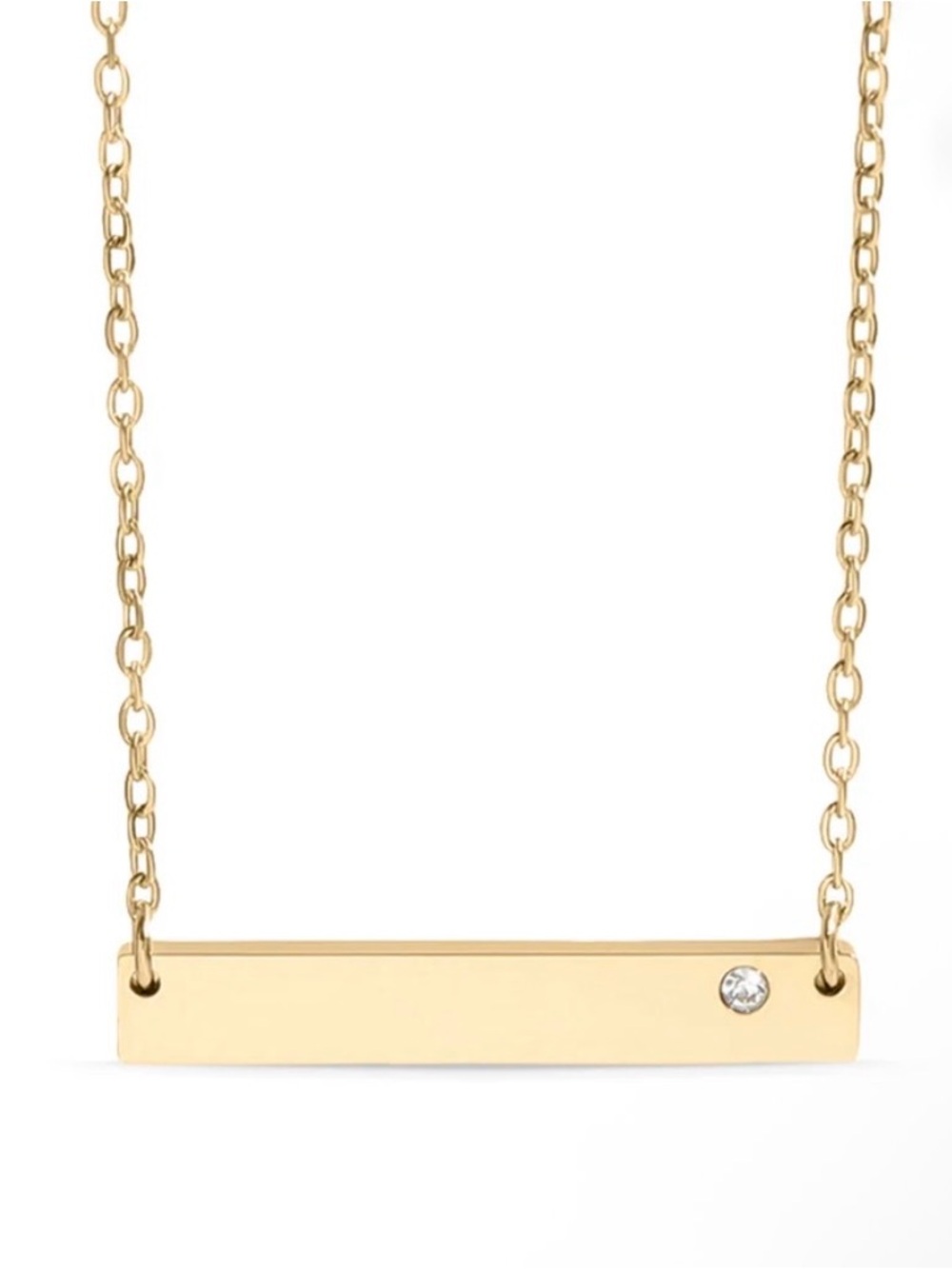 18K Gold PVD Stainless Steel Bar Birthstone Necklace NWT